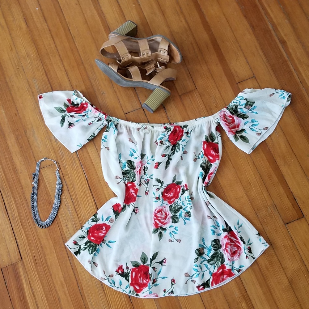 Cold shoulder floral blouse